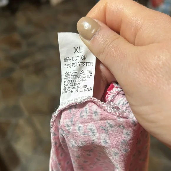 Pink and White Floral Short Sleeve Button Down Tie in the Front Dress Size XL - Picture 6 of 6